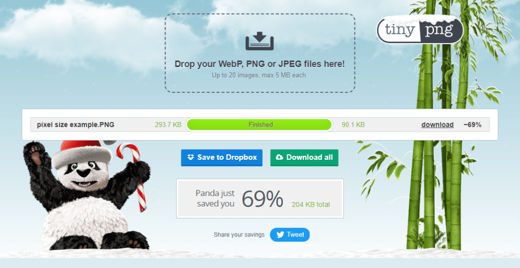 screenshot of tinypng compressing an image